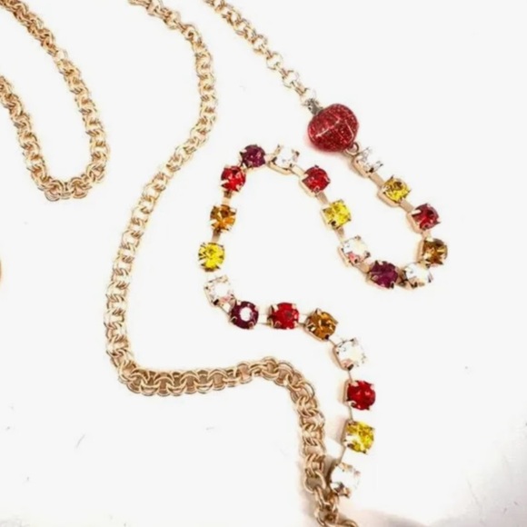 New Betsey Johnson Pumpkin Spice Pendant Fall Latte Crystal Necklace - Picture 11 of 13